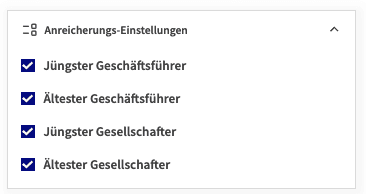 Anreicherungs-Einstellungen für Geschäftsführer und Gesellschafter