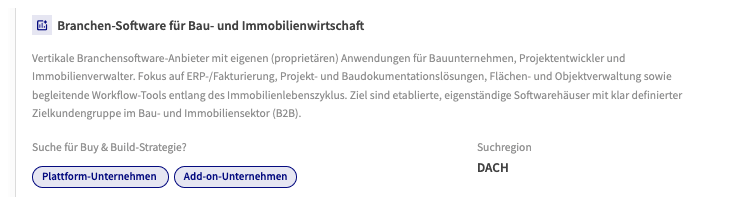 Investmentthese Branchen-Software für Bau- und Immobilienwirtschaft