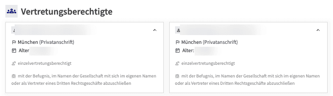 Vertretungsberechtigte aus dem Registereintrag